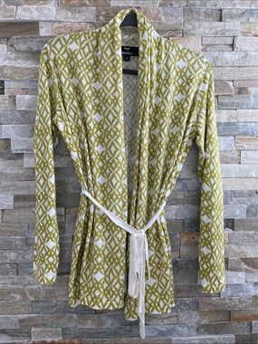 Dennis Basso Printed Belted Cardigan Sweater 🇨🇦